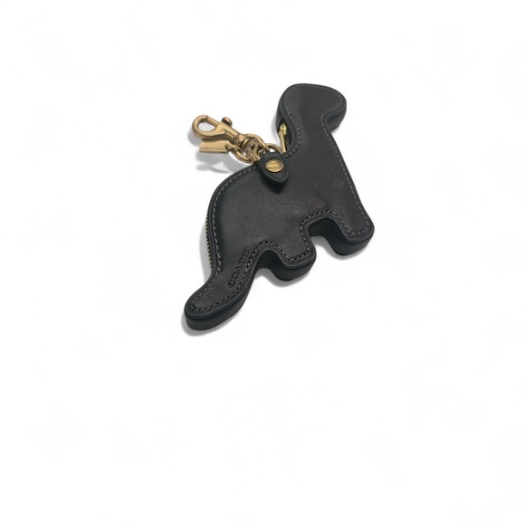 NWT COACH REXY DINOSAUR BLACK LEATHER COIN PURSE CBR56 bag charm - Picture 4 of 6